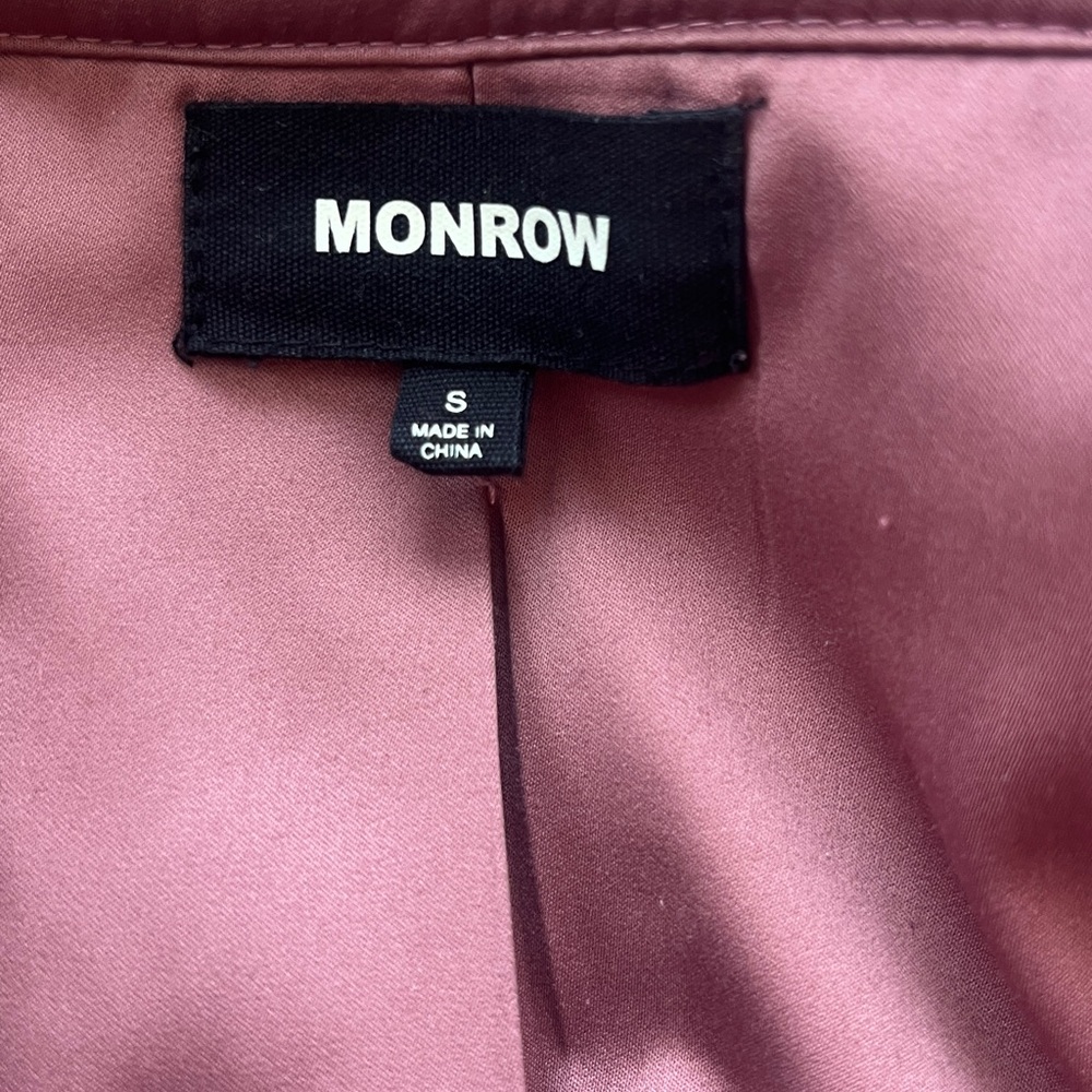 MONROW Pink Plaid Wool-Blend Long Shacket Size S - Picture 5 of 10